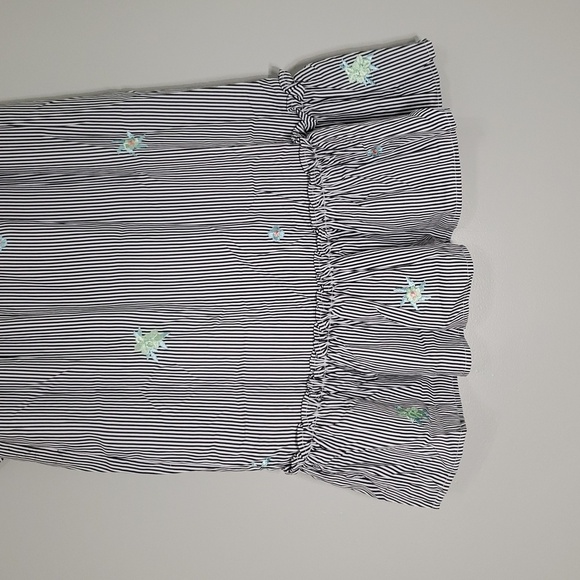 Dance & Marvel Midi Skirt Medium Black White Stripe Floral Ruffle Embroidered - Picture 8 of 16